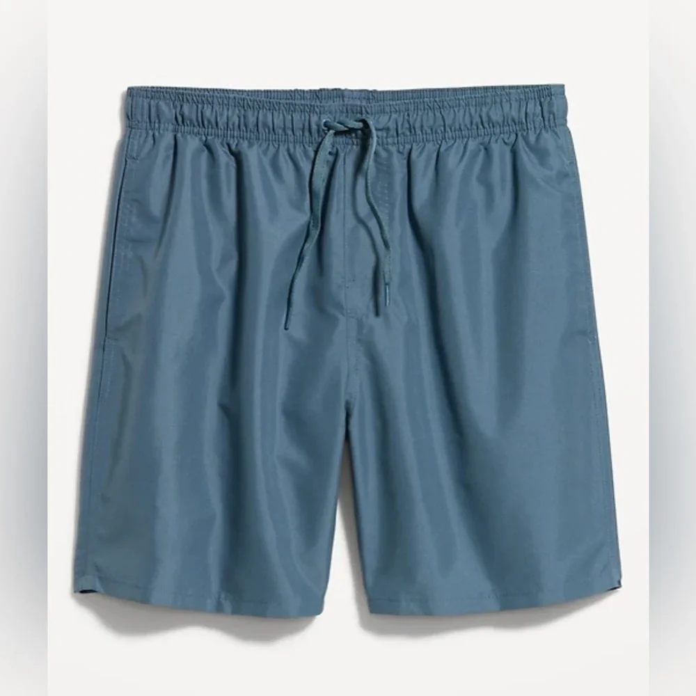Old Navy Men Solid Swim Trunks 7-inch inseam Wintry Waters Blue Built in Brief M